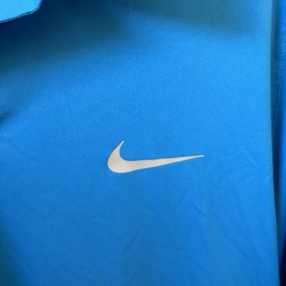 Nike Tiger Woods Dri Fit Short Sleeve Snap Polo Shirt‎ Blue Men's Size L
